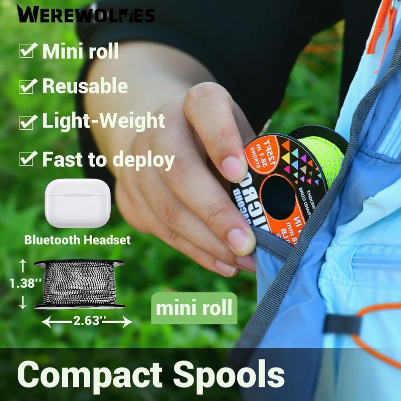 WEREWOLVES 1.18mm Micro Paracord – 125ft (38m) Lightweight Survival Cord,Thin Braided Rope for Survival Bracelets, DIY Crafts, Camping, Fishing, Wind Chime Replacement (Multi Camo, 125 ft) - Image 5